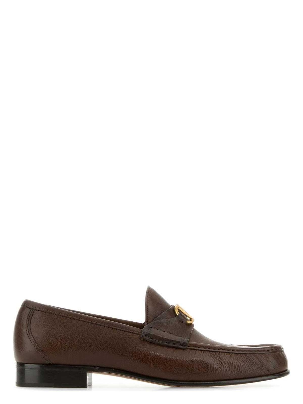 Valentino Garavani Brown Leather Vlogo Loafers
