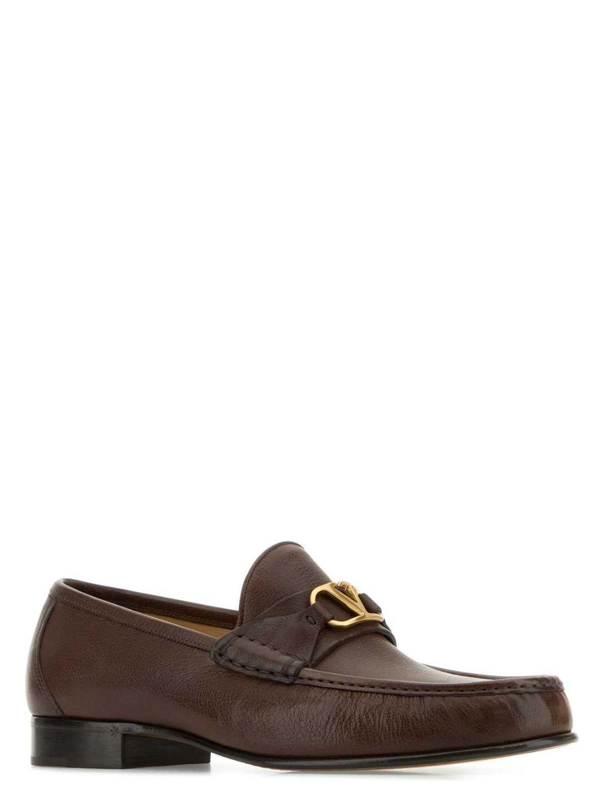 Valentino Garavani Brown Leather Vlogo Loafers
