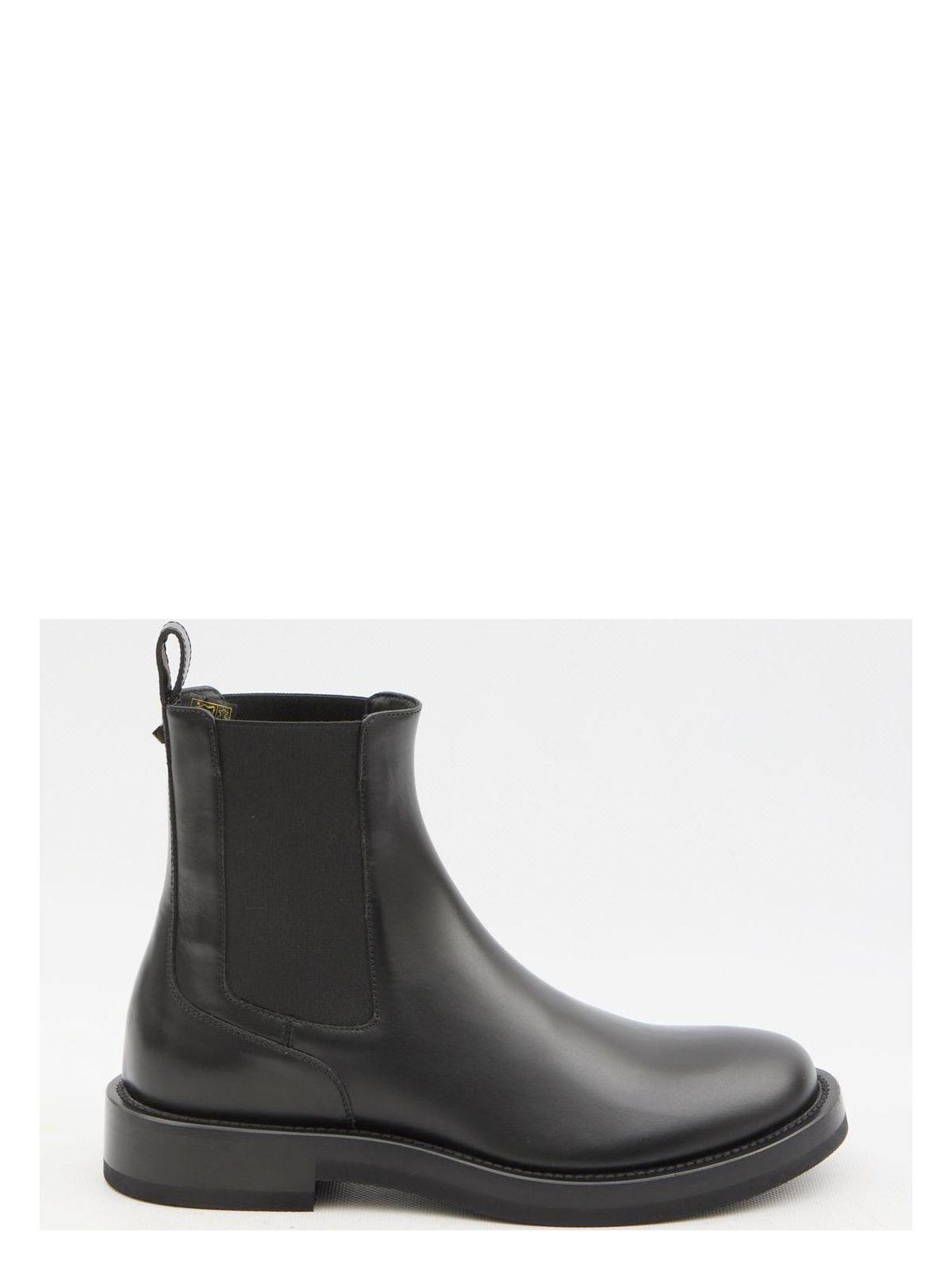 Valentino Garavani Black Leather Rockstud Ankle Boots