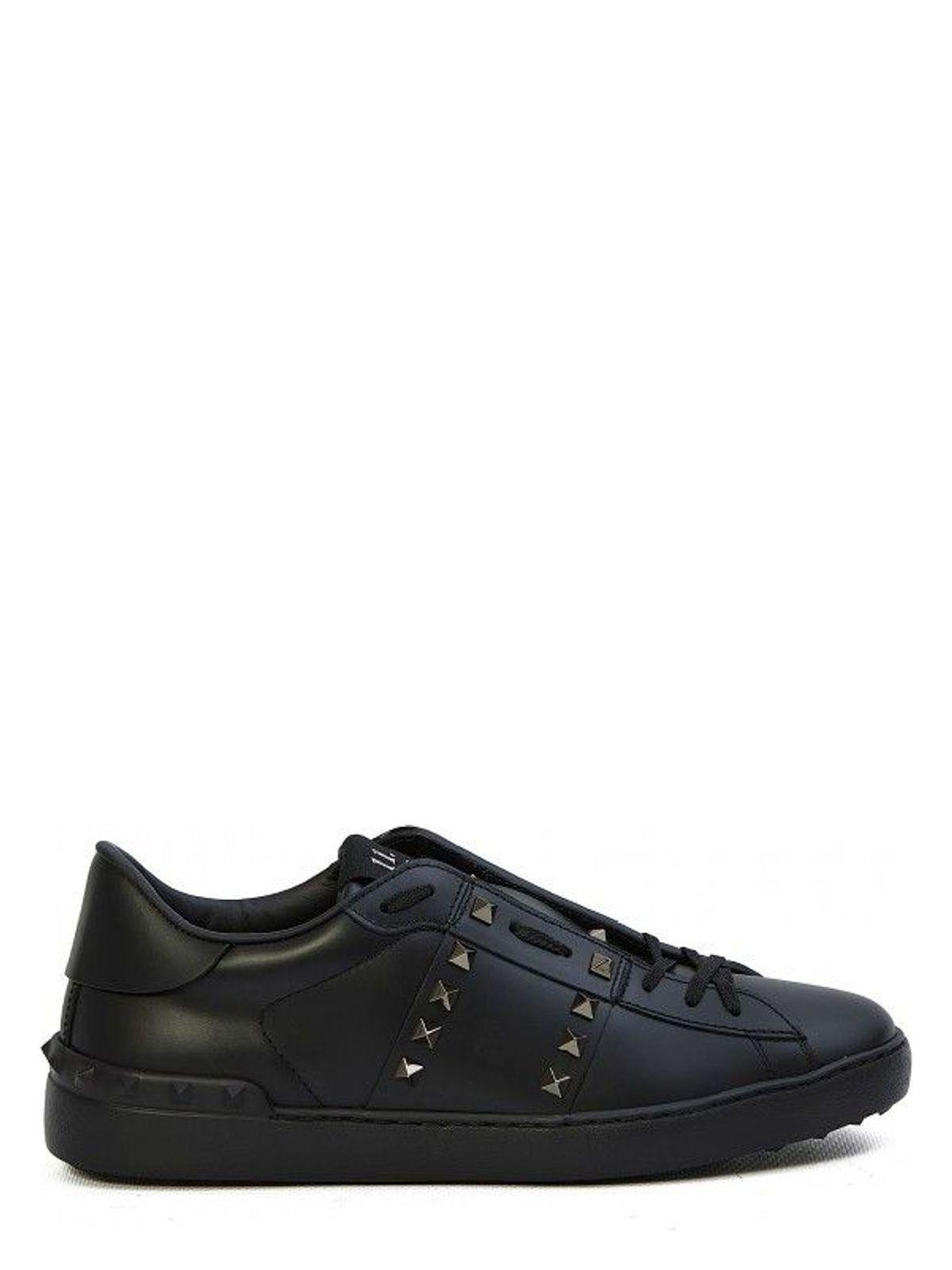 Valentino Garavani Black Leather Rockstud Untitled Sneakers