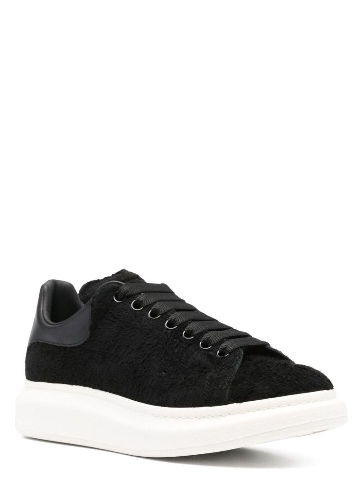 Alexander McQueen Black Leather Sneakers With Black Leather Heel