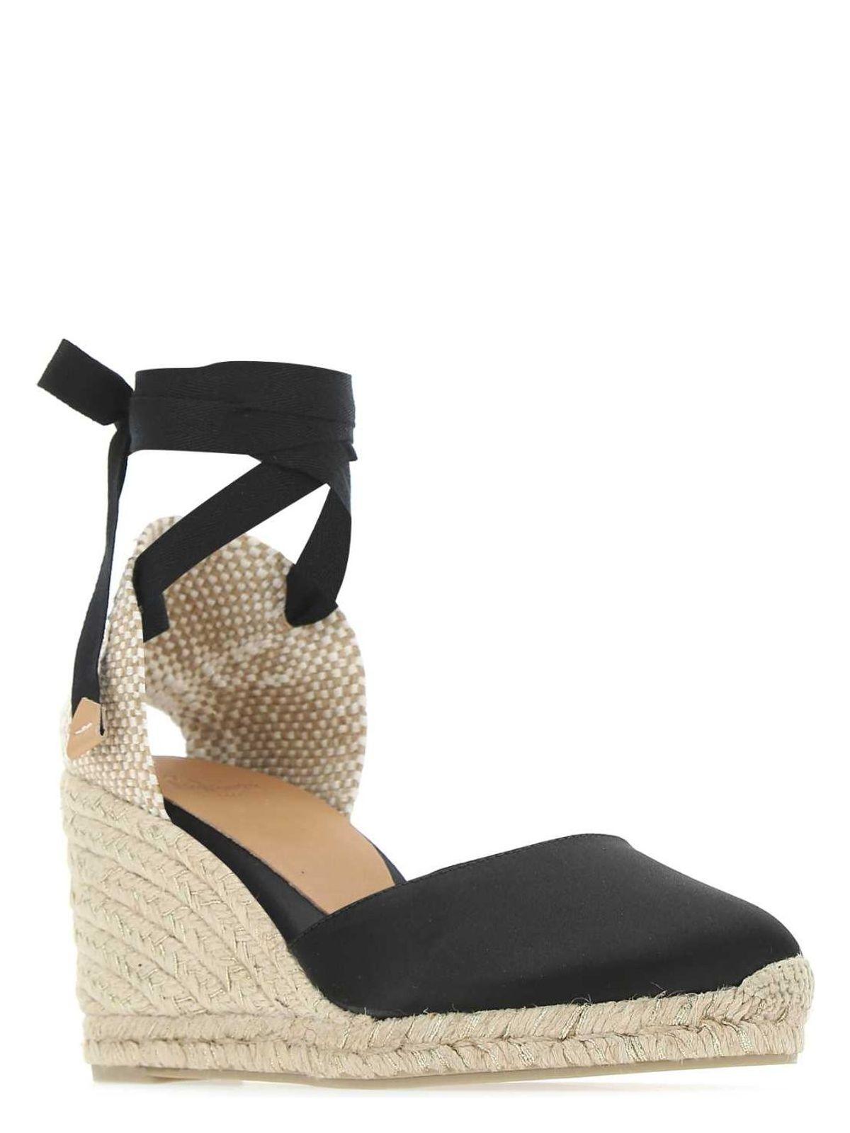 CastaÃ±er Castañer Black Canvas Carina Wedges