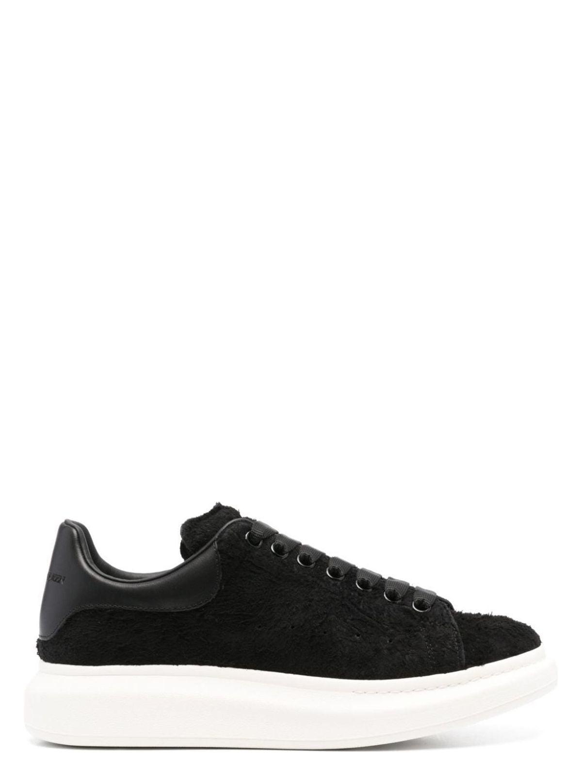 Alexander McQueen Black Leather Sneakers With Black Leather Heel