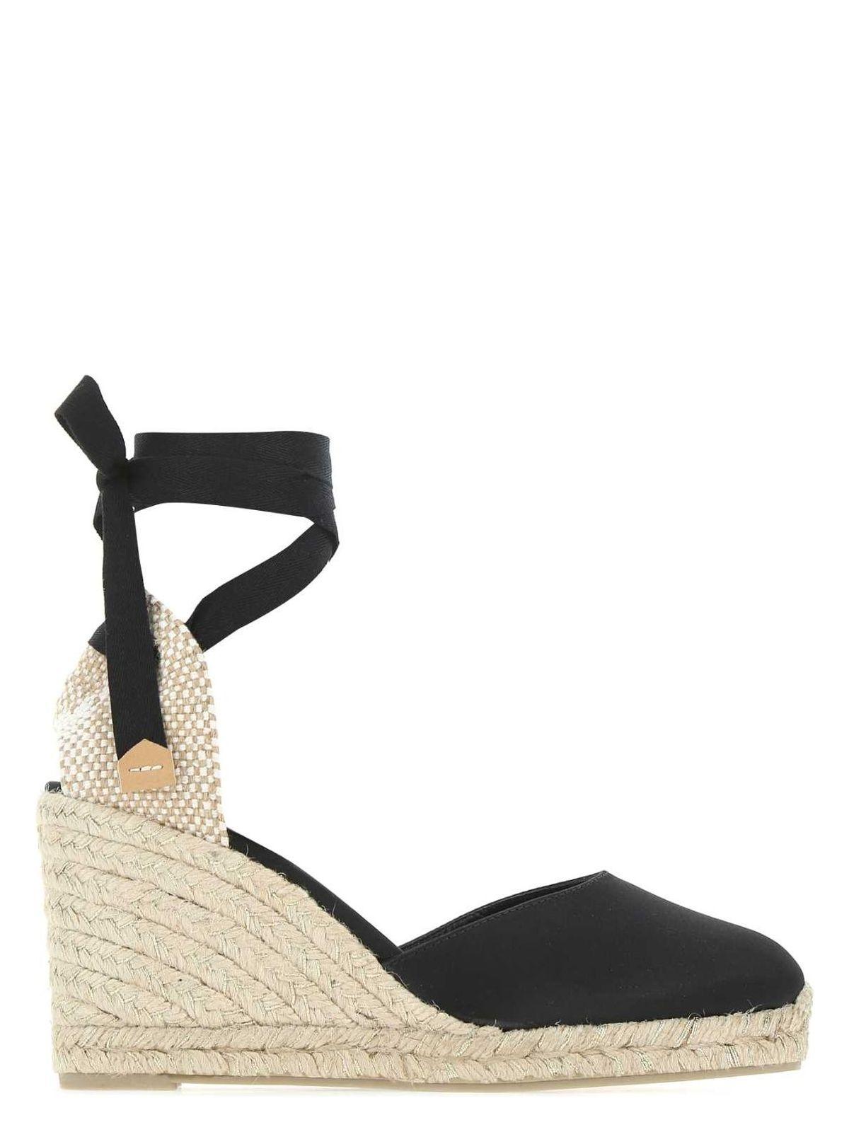 CastaÃ±er Castañer Black Canvas Carina Wedges