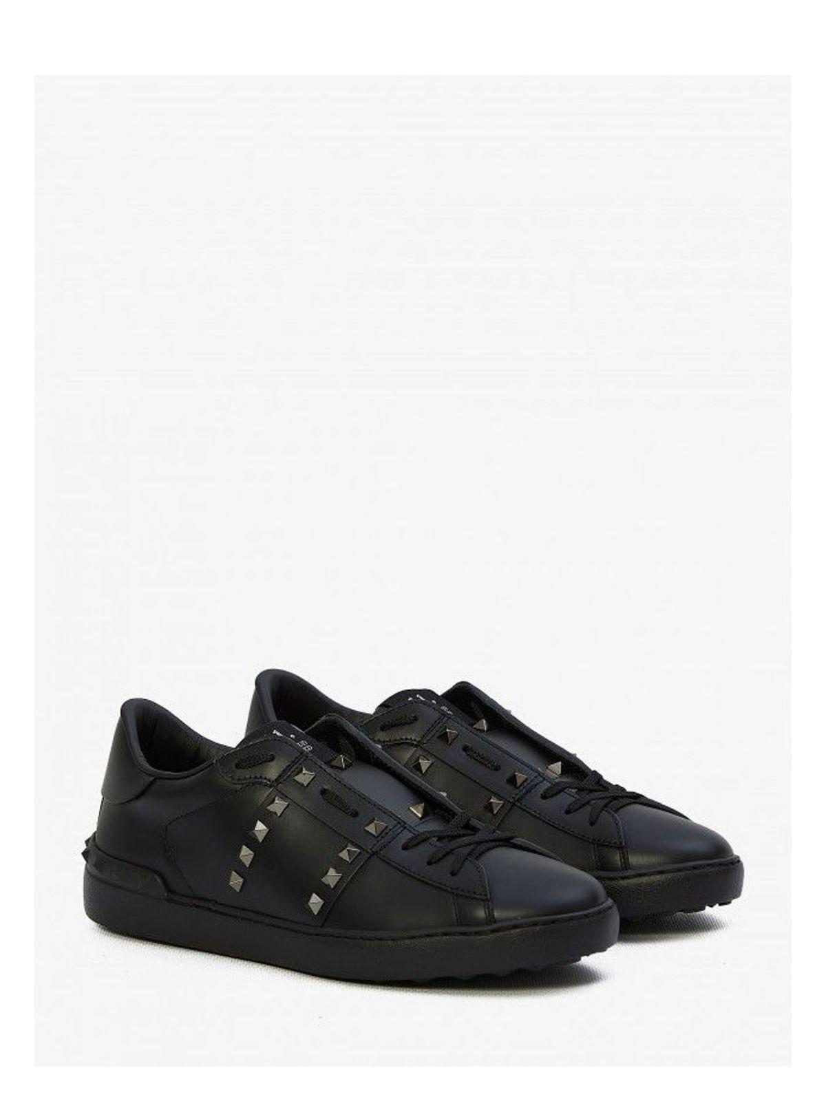 Valentino Garavani Black Leather Rockstud Untitled Sneakers