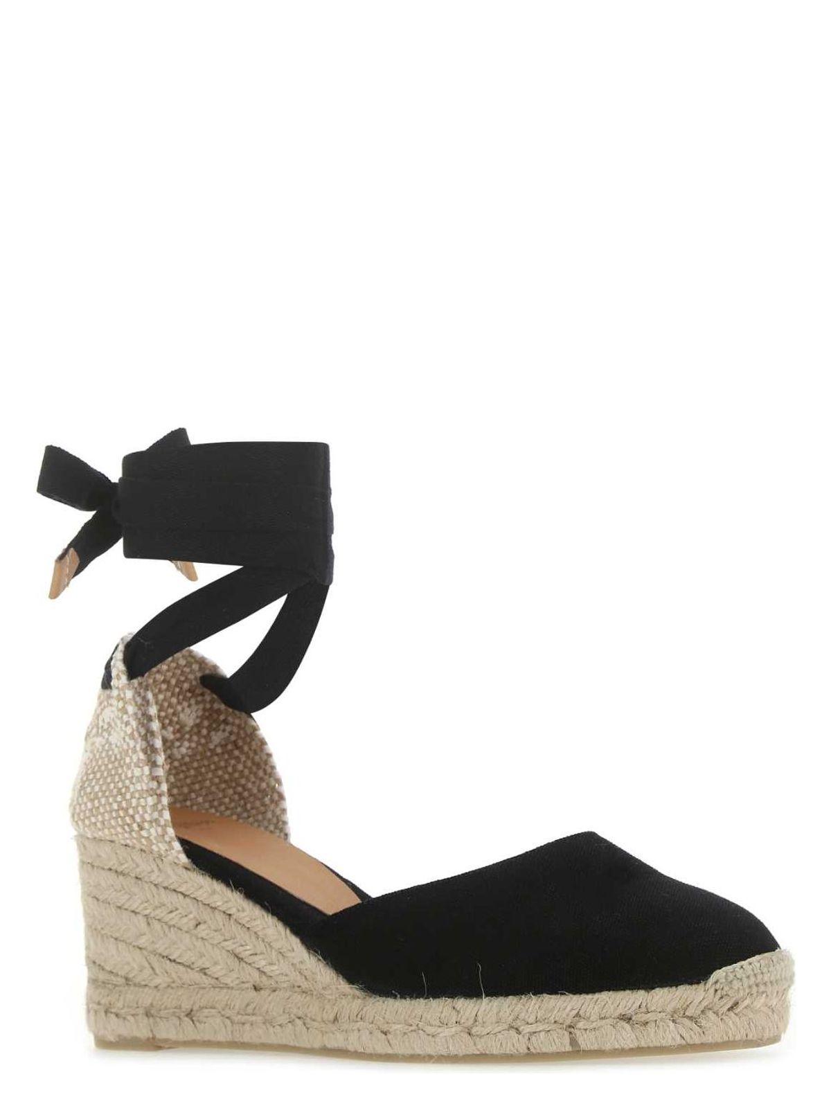 CastaÃ±er Castañer Black Canvas Carina Wedges