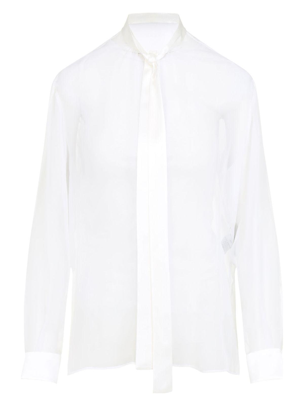 Dolce & Gabbana Women's Chiffon Shirt With Bow in White