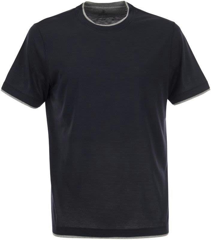 Brunello Cucinelli Men's Silk And Cotton T-Shirt in Blue