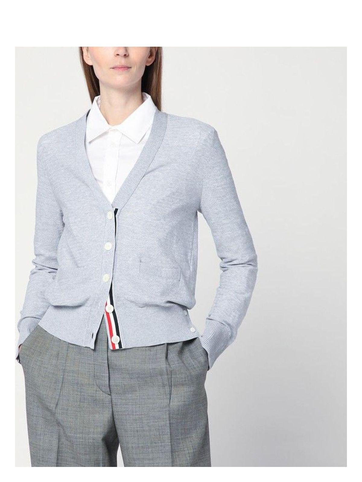 Thom Browne Women's Light Cardigan In Cotton And Silk in Grey