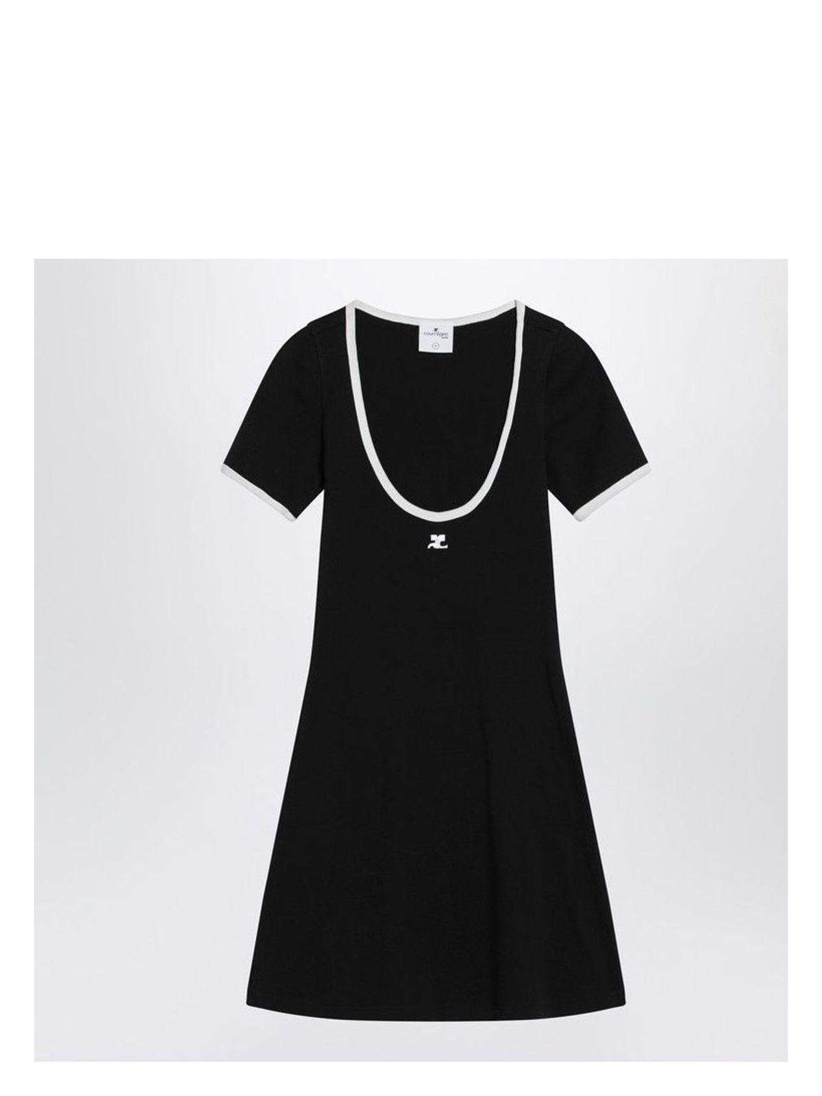 CourrÃ¨ges Courrèges Women's White/Black Mini Dress in Cotton