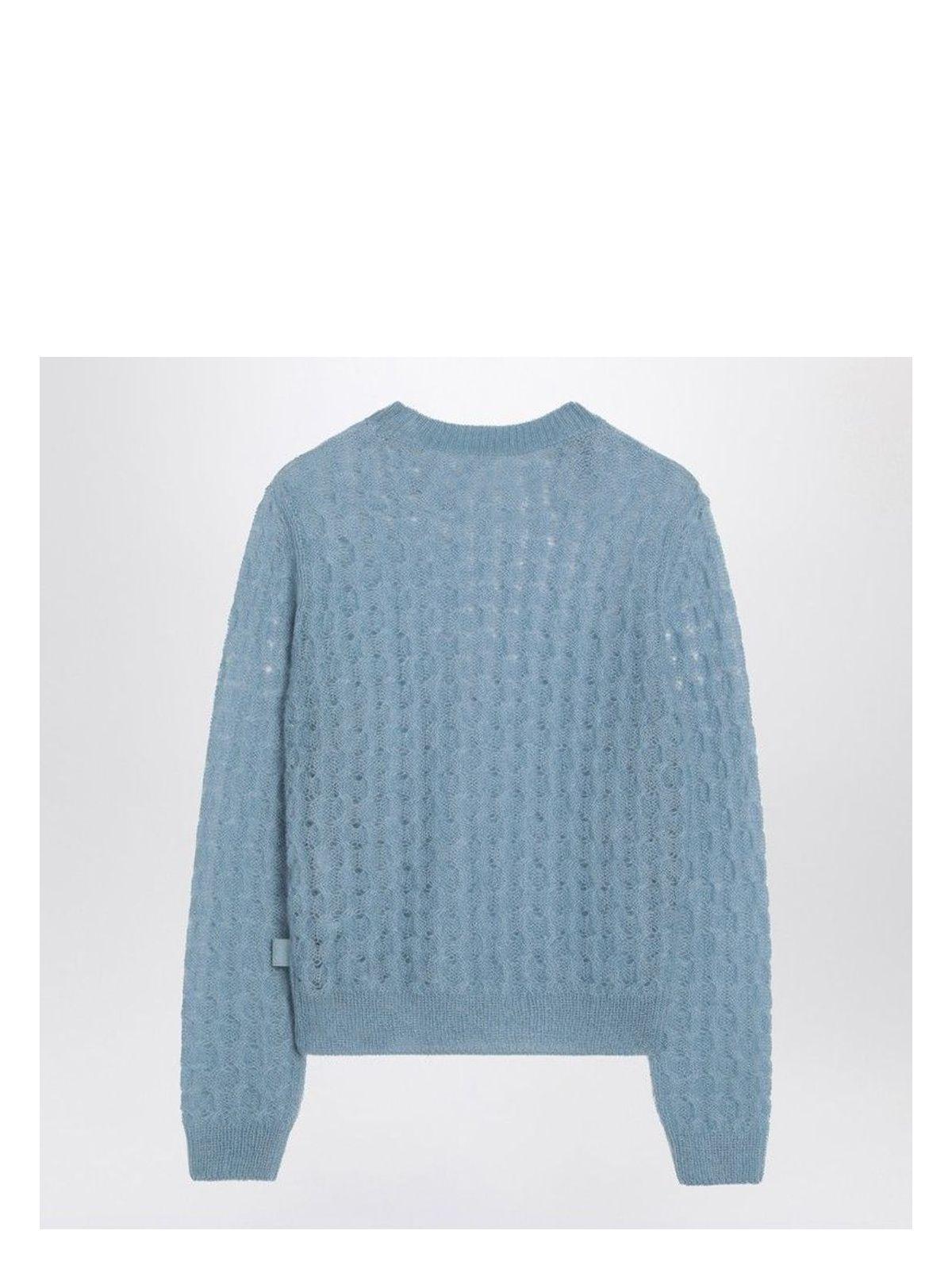 Loewe Women's Sky Blue Perforated Sweater In Mohair Blend