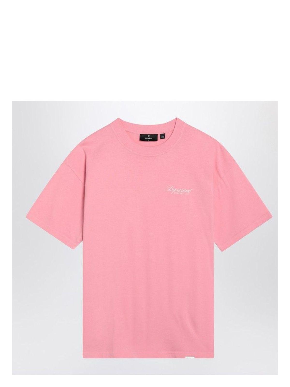 Represent Men's Cotton T-Shirt With Logo in Pink