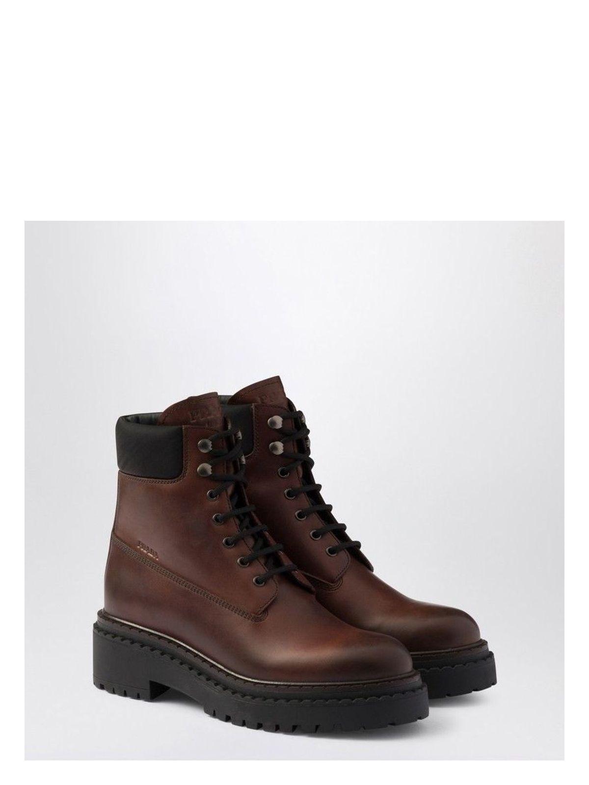 Prada Women's Ebony Coloured Leather And Re-Nylon Boot