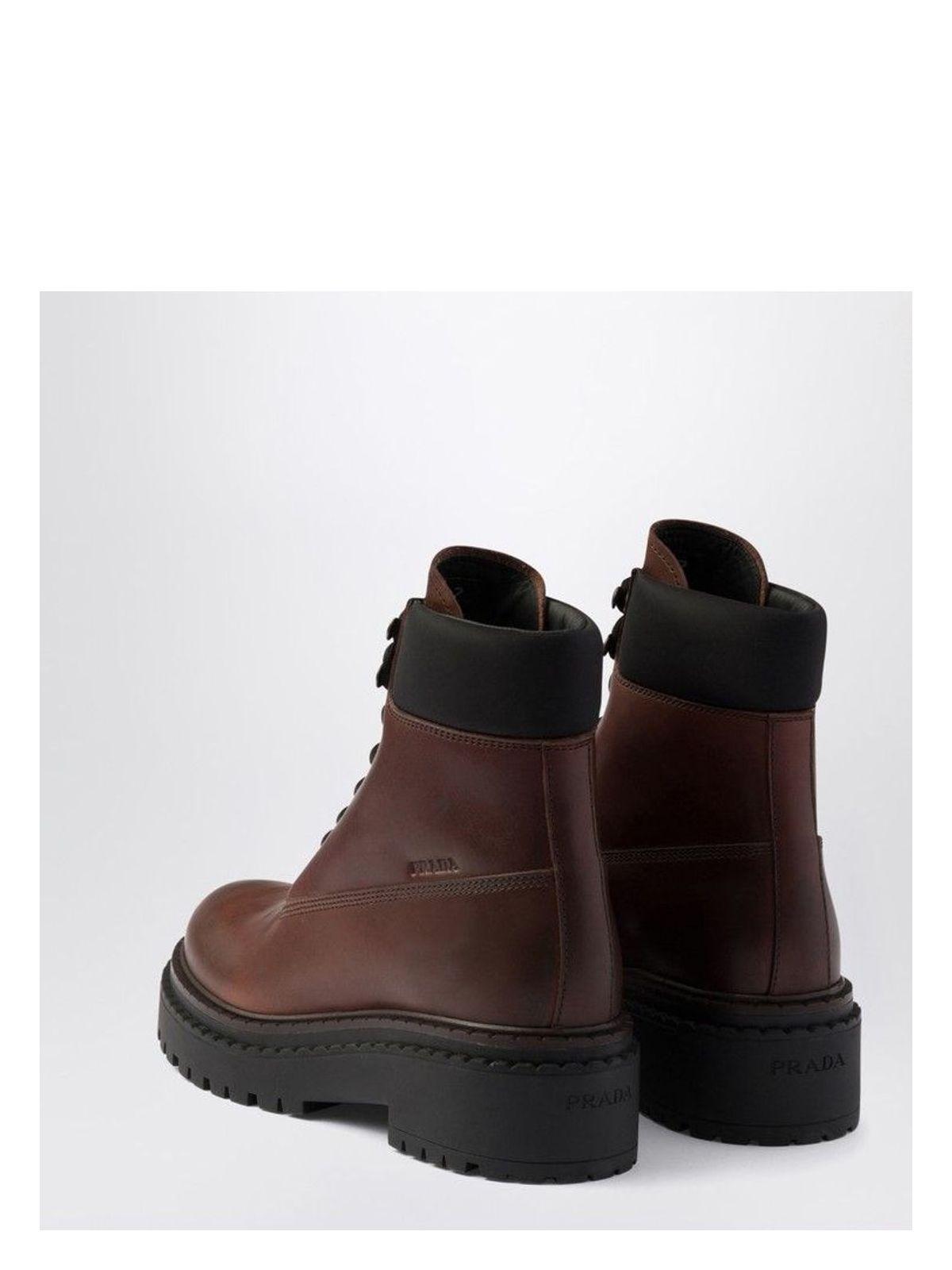 Prada Women's Ebony Coloured Leather And Re-Nylon Boot