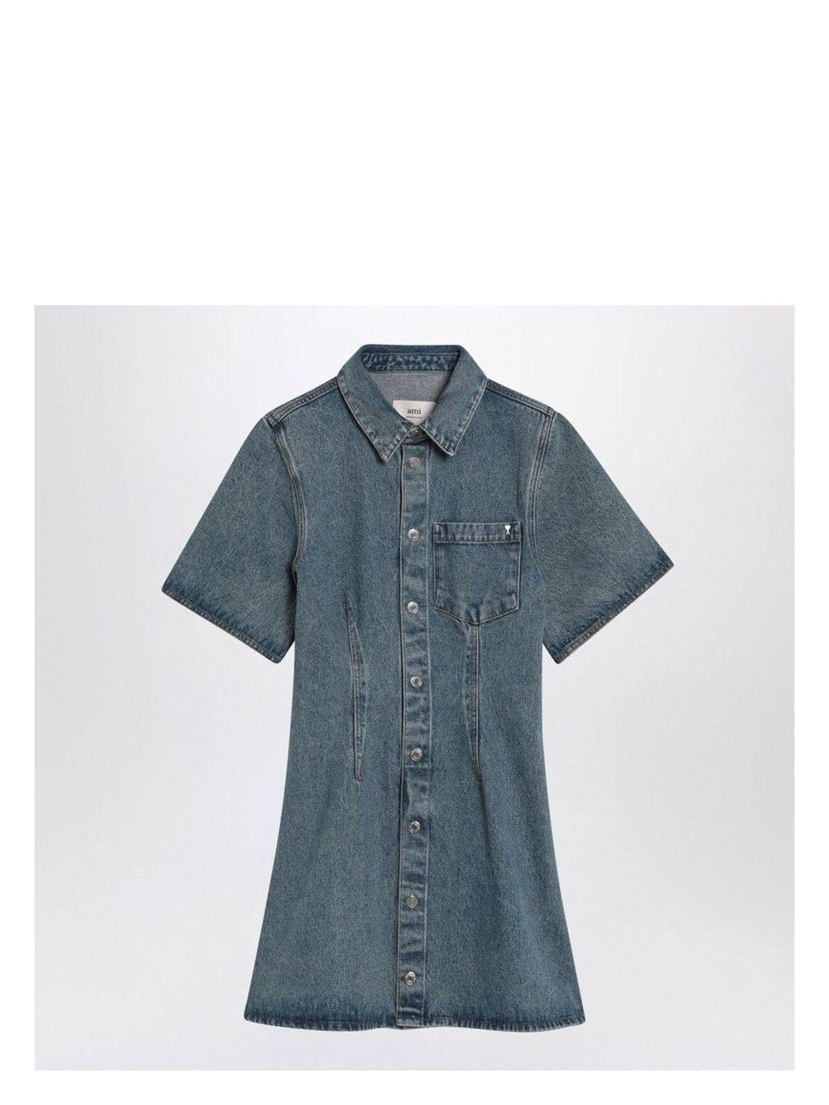 Ami Paris Women's Mini Dress Ami De Coeur In Denim in Light Blue
