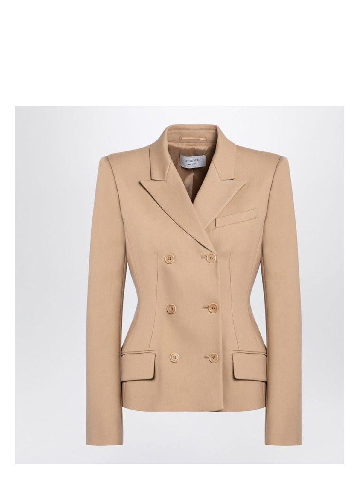 Max Mara Sportmax Women's Camel-Coloured Double-Breasted Jacket