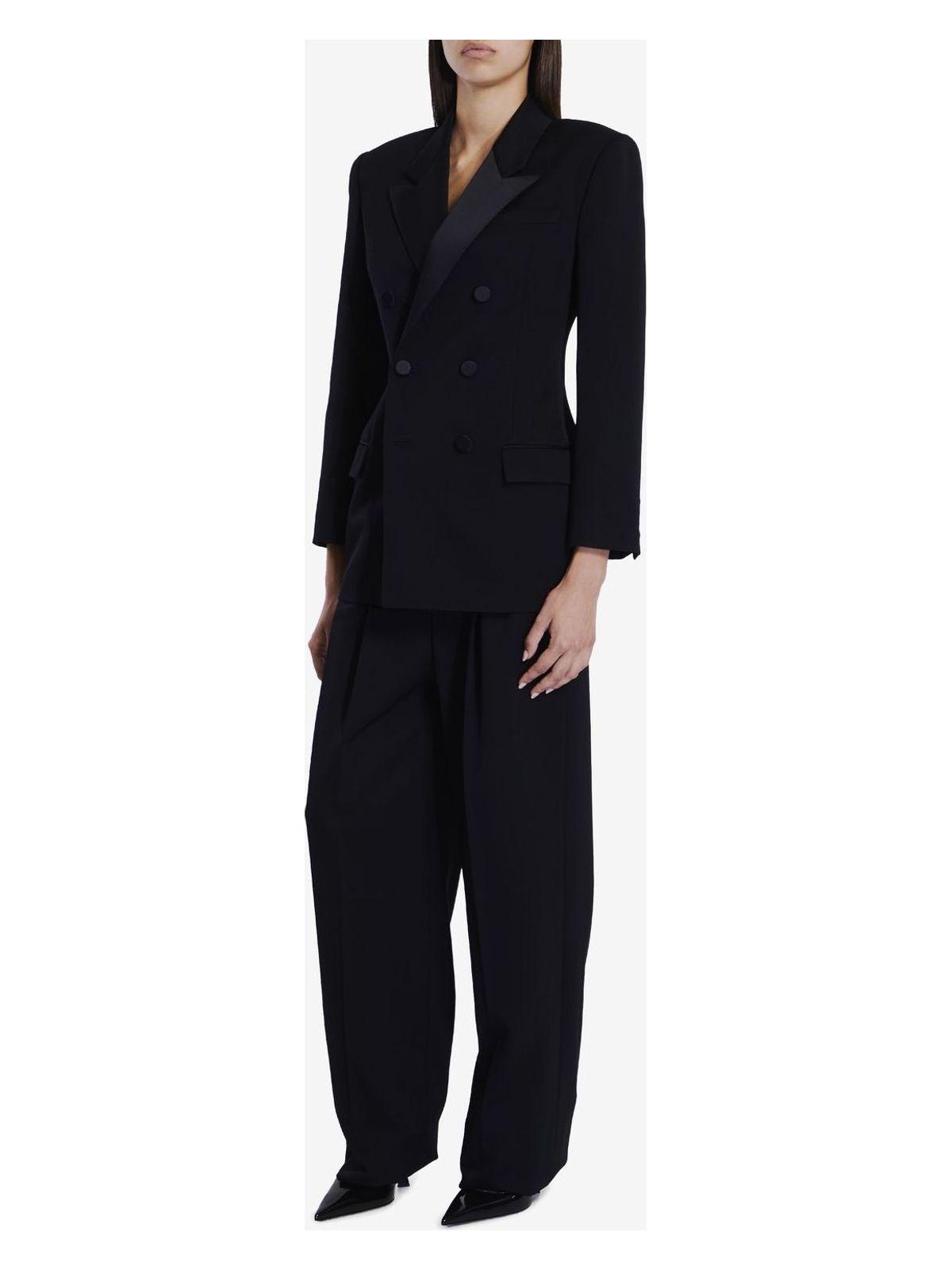 Saint Laurent Women's Wool Wide Trousers