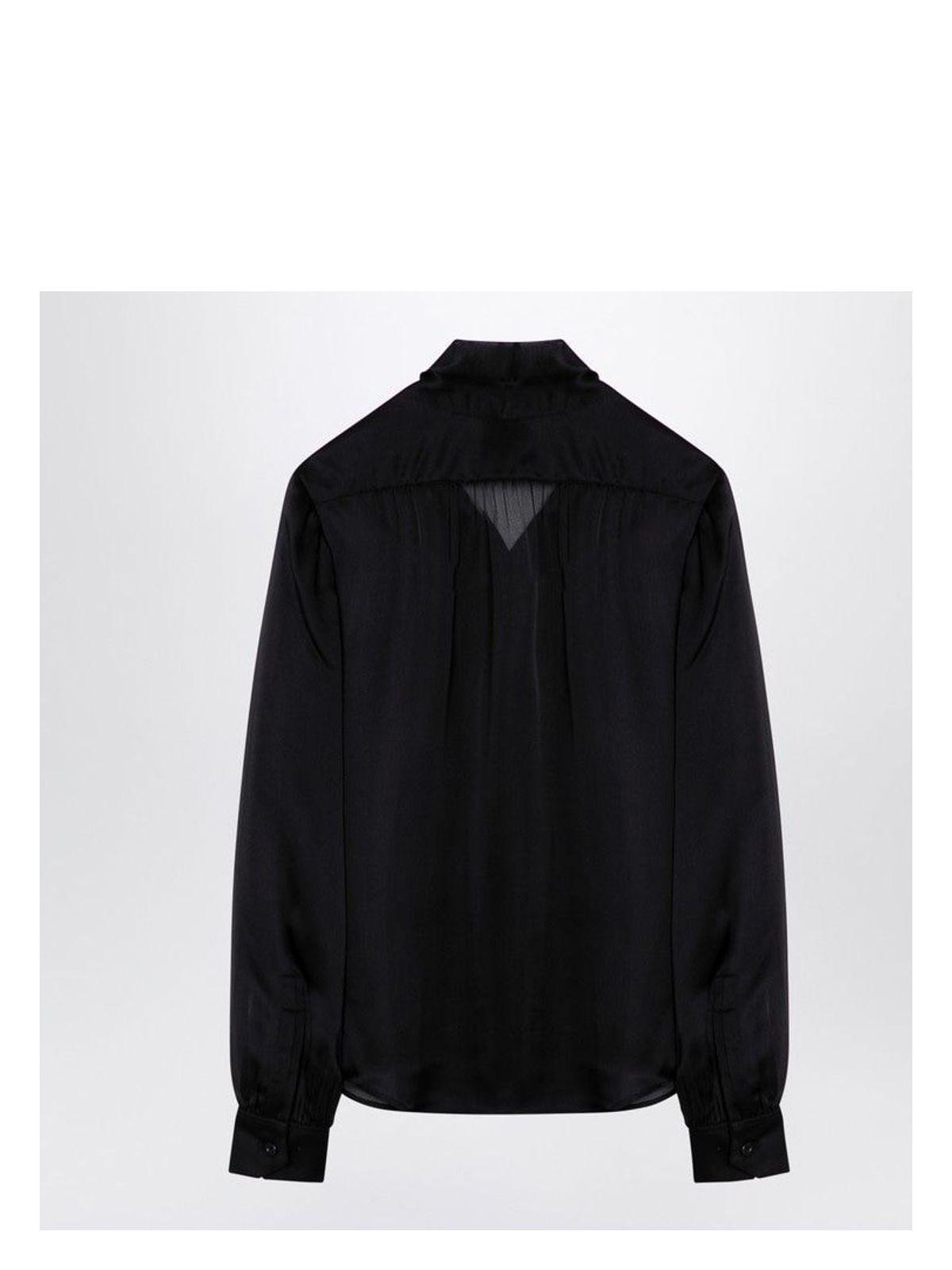 Saint Laurent Women's Silk Shirt With Bow At Neck in Black