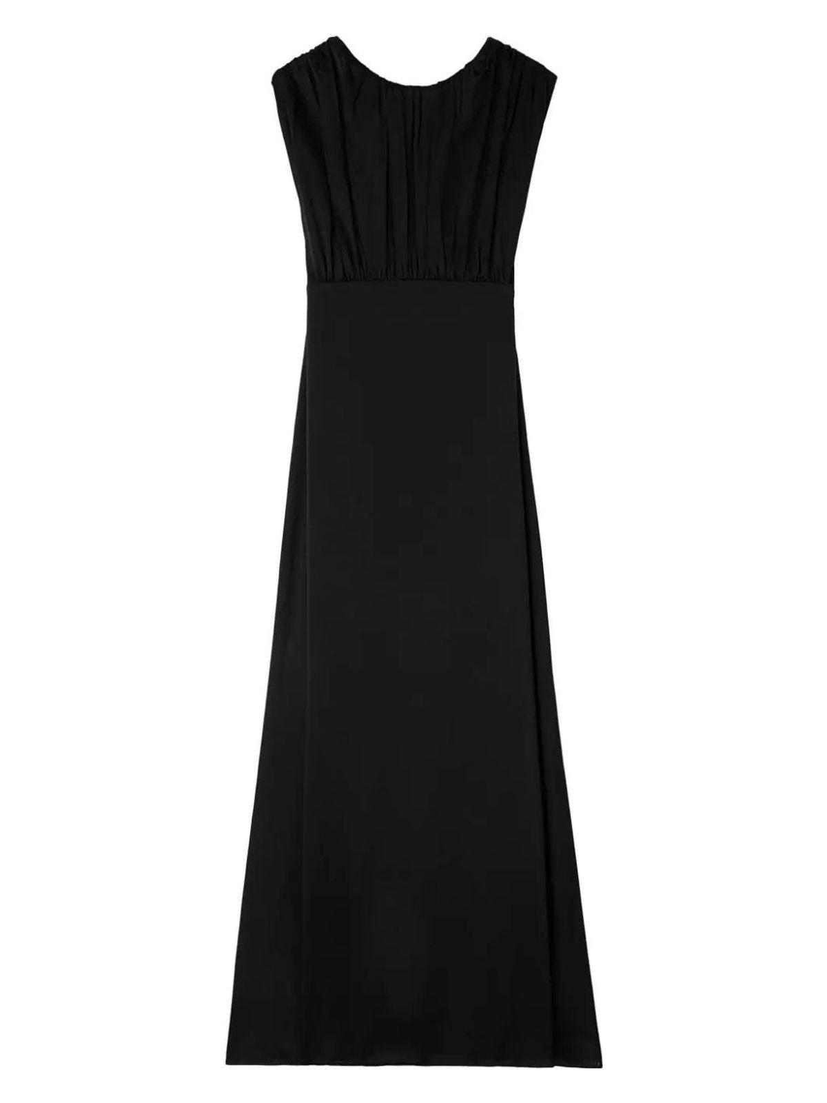Jil Sander Women's Long Dress With Black Ruffles and Sleeveless Dress in Black
