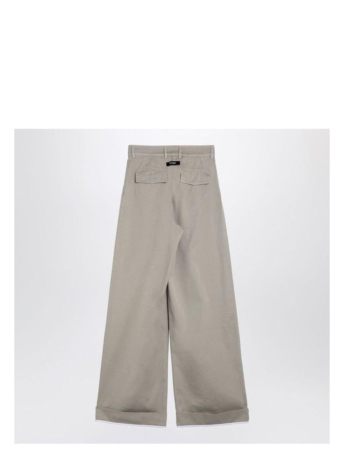 Palm Angels Women's Cotton Wide Trousers in Beige