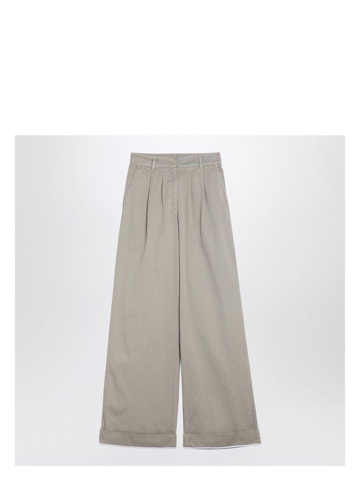 Palm Angels Women's Cotton Wide Trousers in Beige
