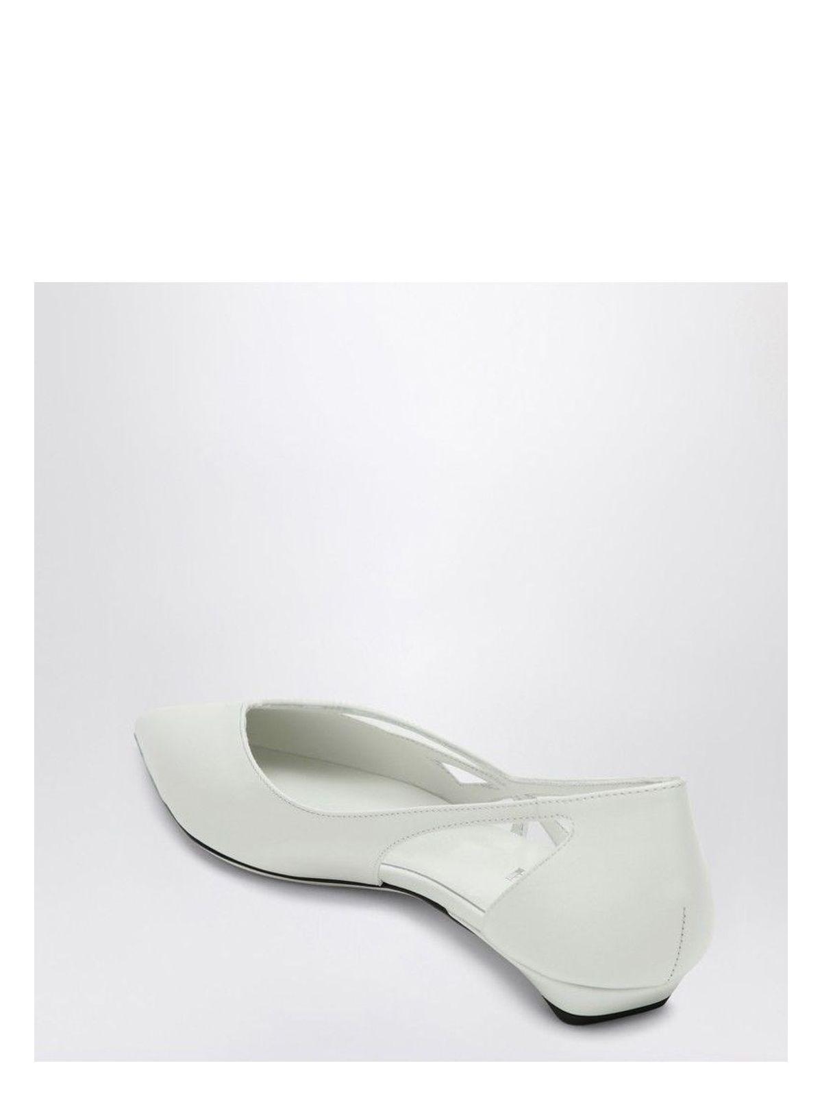 Prada Women's Cut Out Brushed Leather Ballerina in White