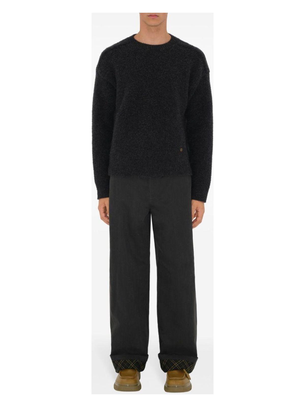 Burberry Men's Trousers With Check Pattern Lapels in Black
