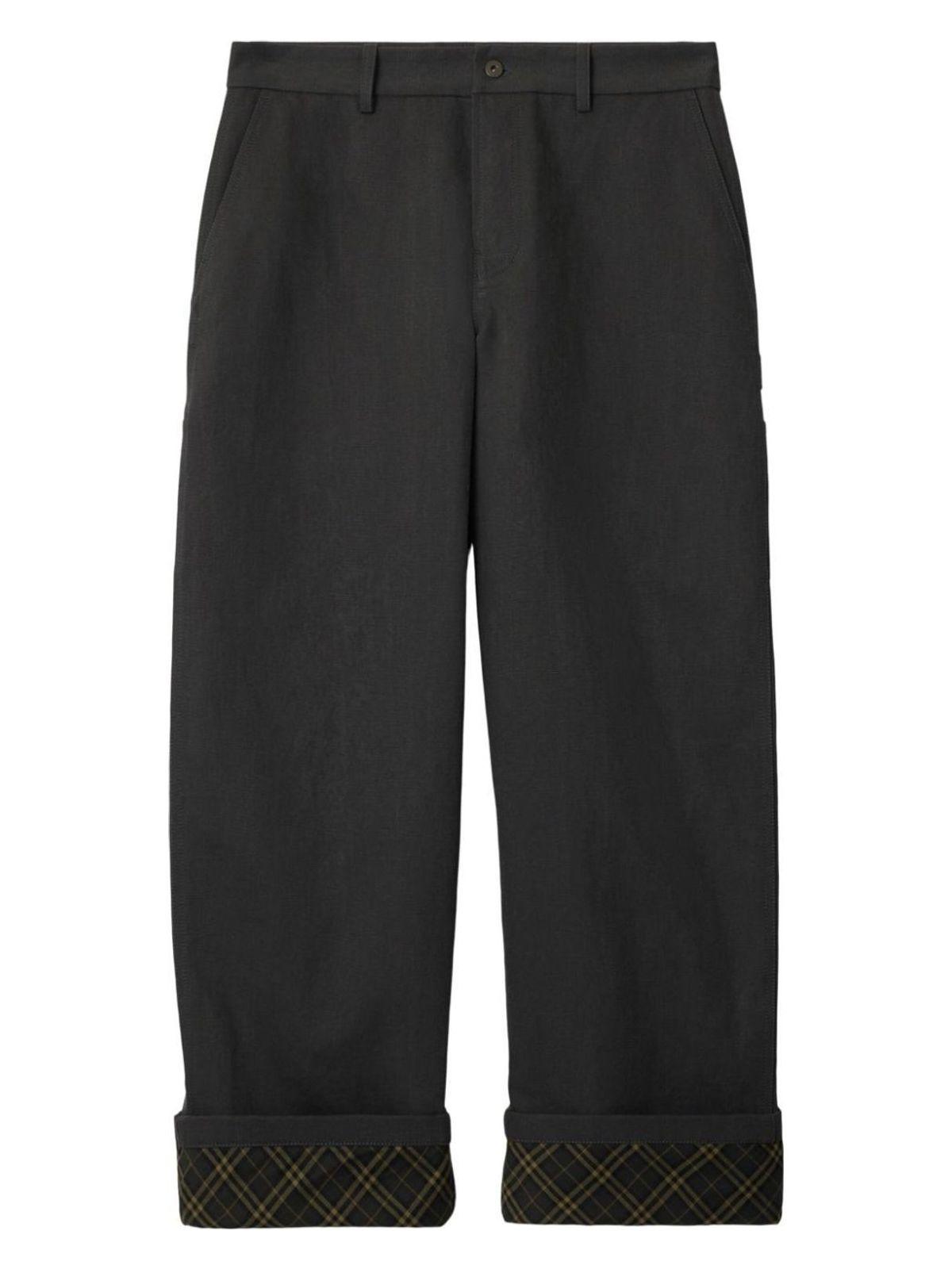 Burberry Men's Trousers With Check Pattern Lapels in Black