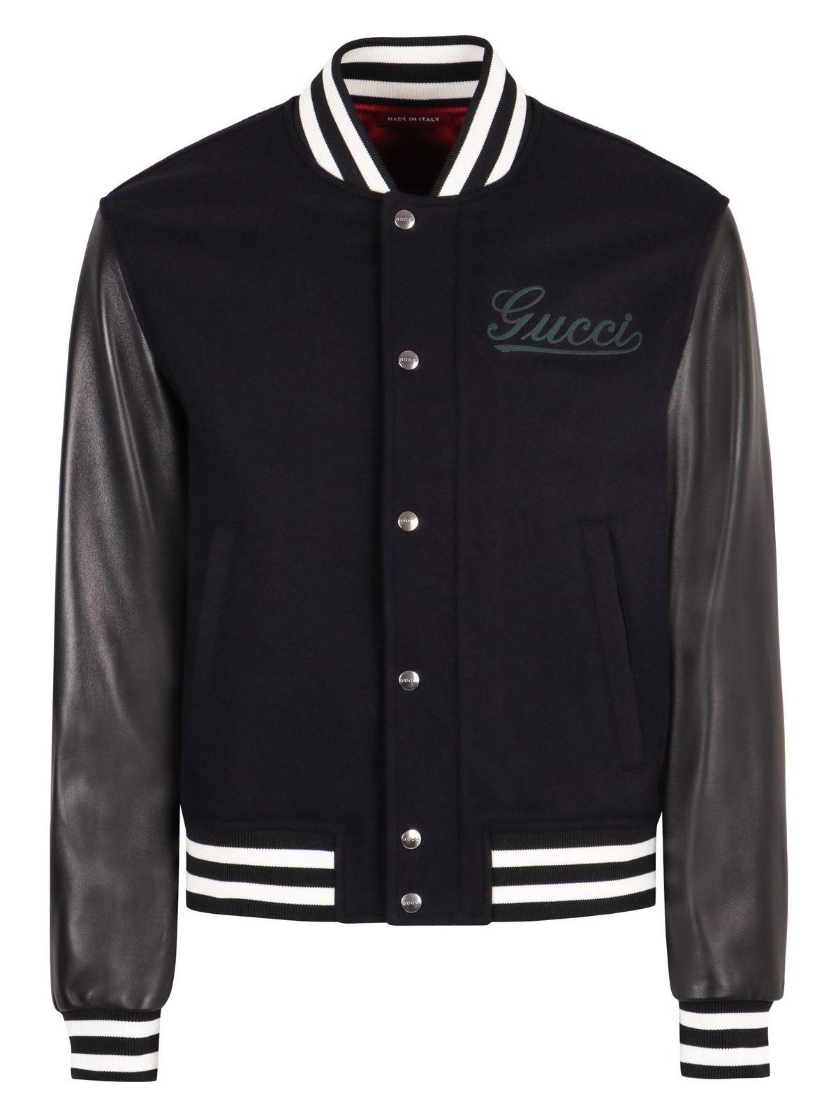 Gucci Men's Wool And Leather Bomber Jacket