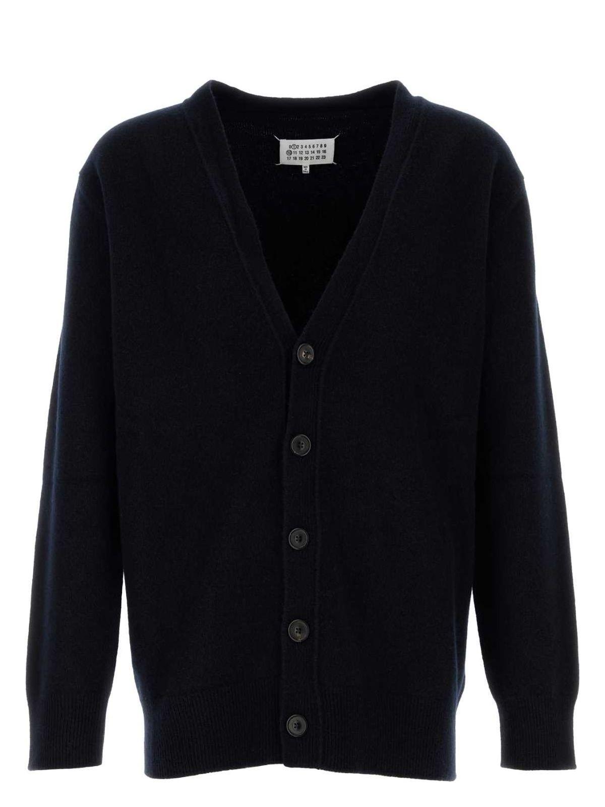 Maison Margiela Women's Midnight Wool Cardigan in Blue