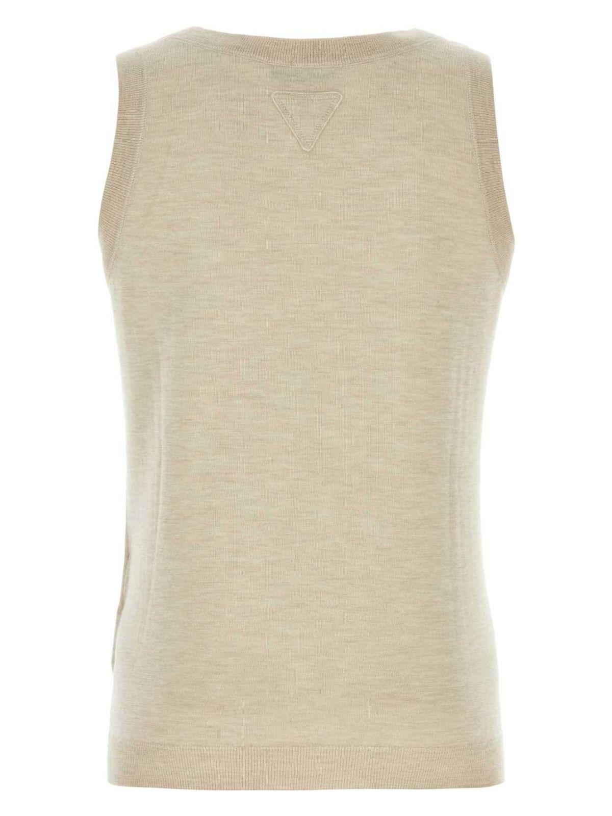 Prada Women's Melange Sand Cashmere Tank Top