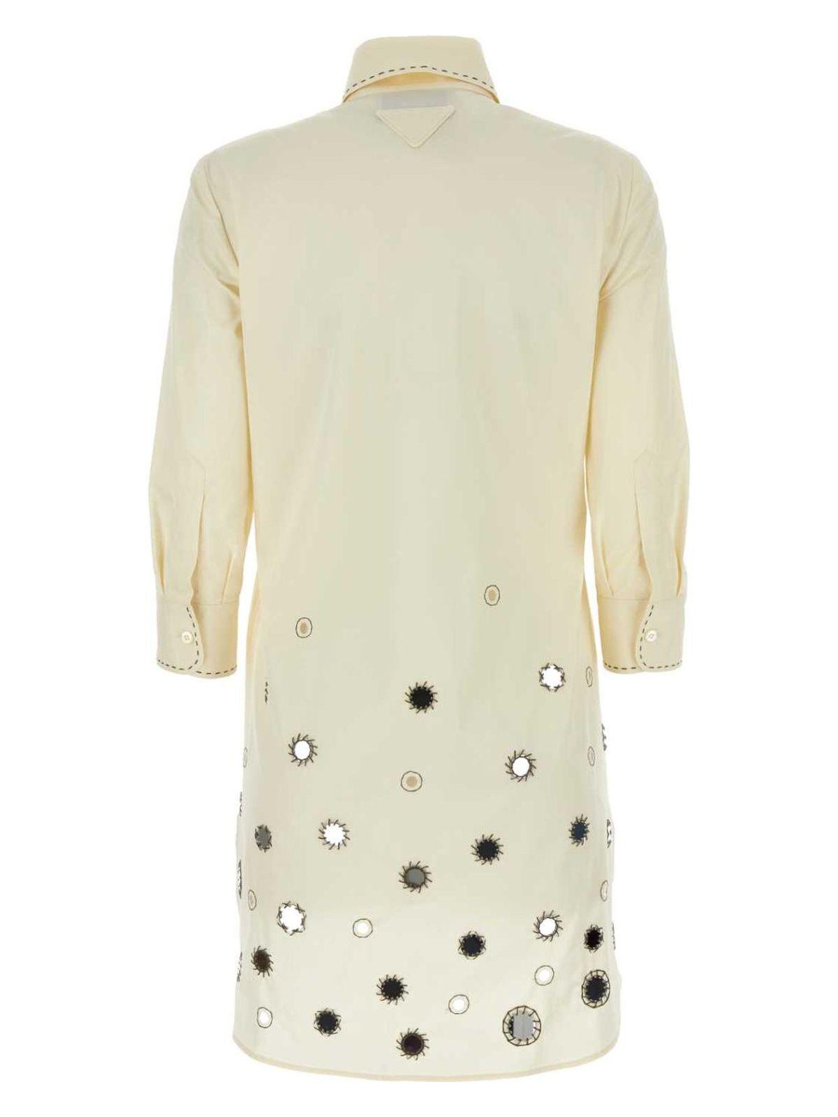 Prada Women's Sand Cotton Shirt Dress in Beige O Tan