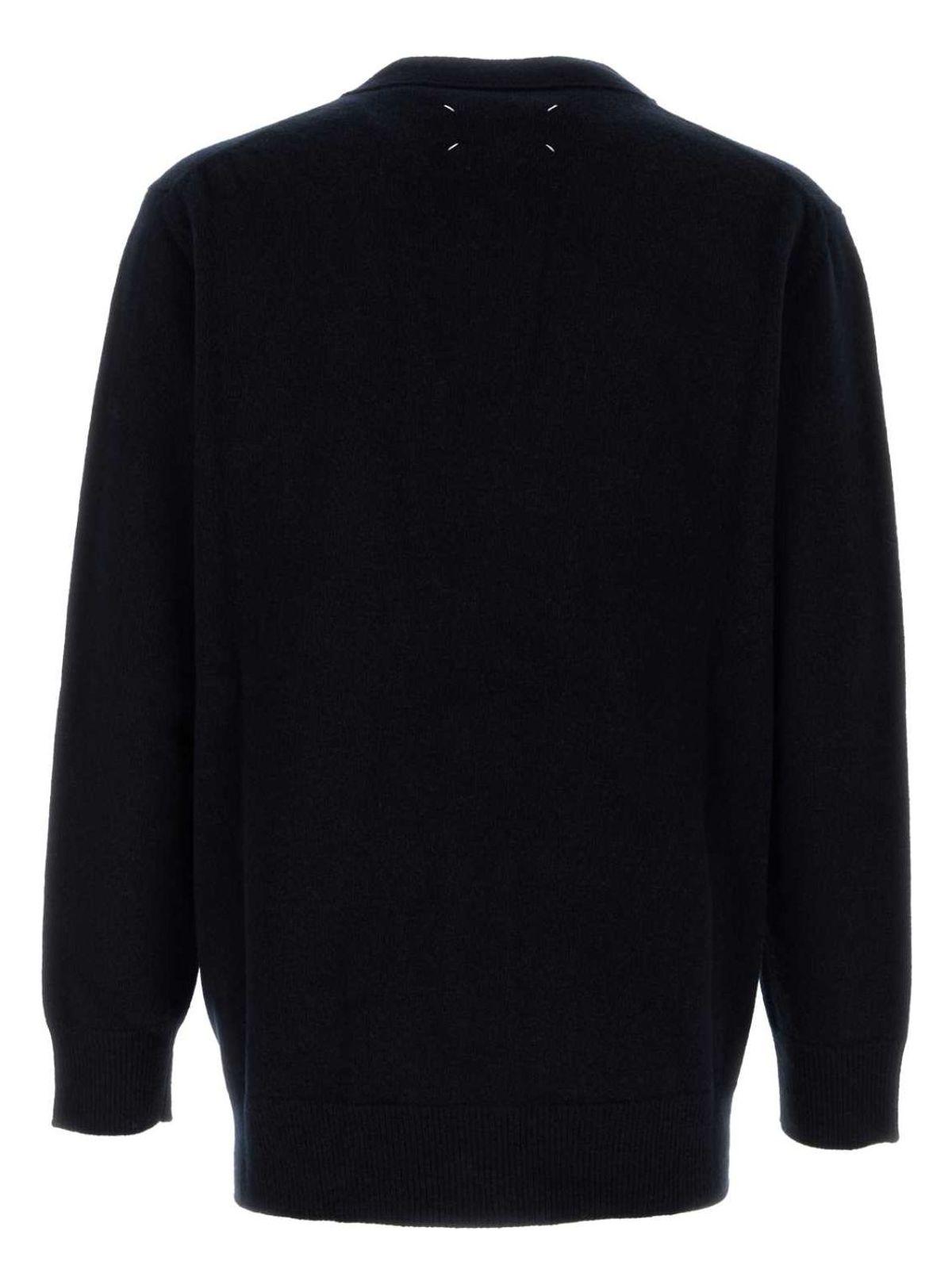 Maison Margiela Women's Midnight Wool Cardigan in Blue
