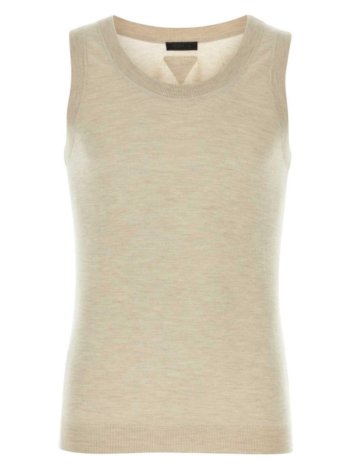 Prada Women's Melange Sand Cashmere Tank Top
