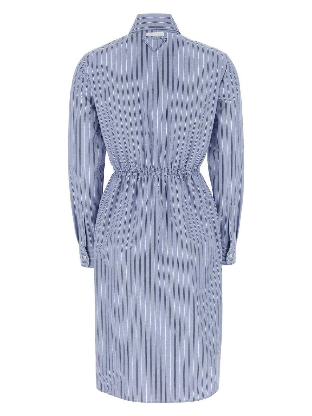 Prada Embroidered Chambray Shirt Dress