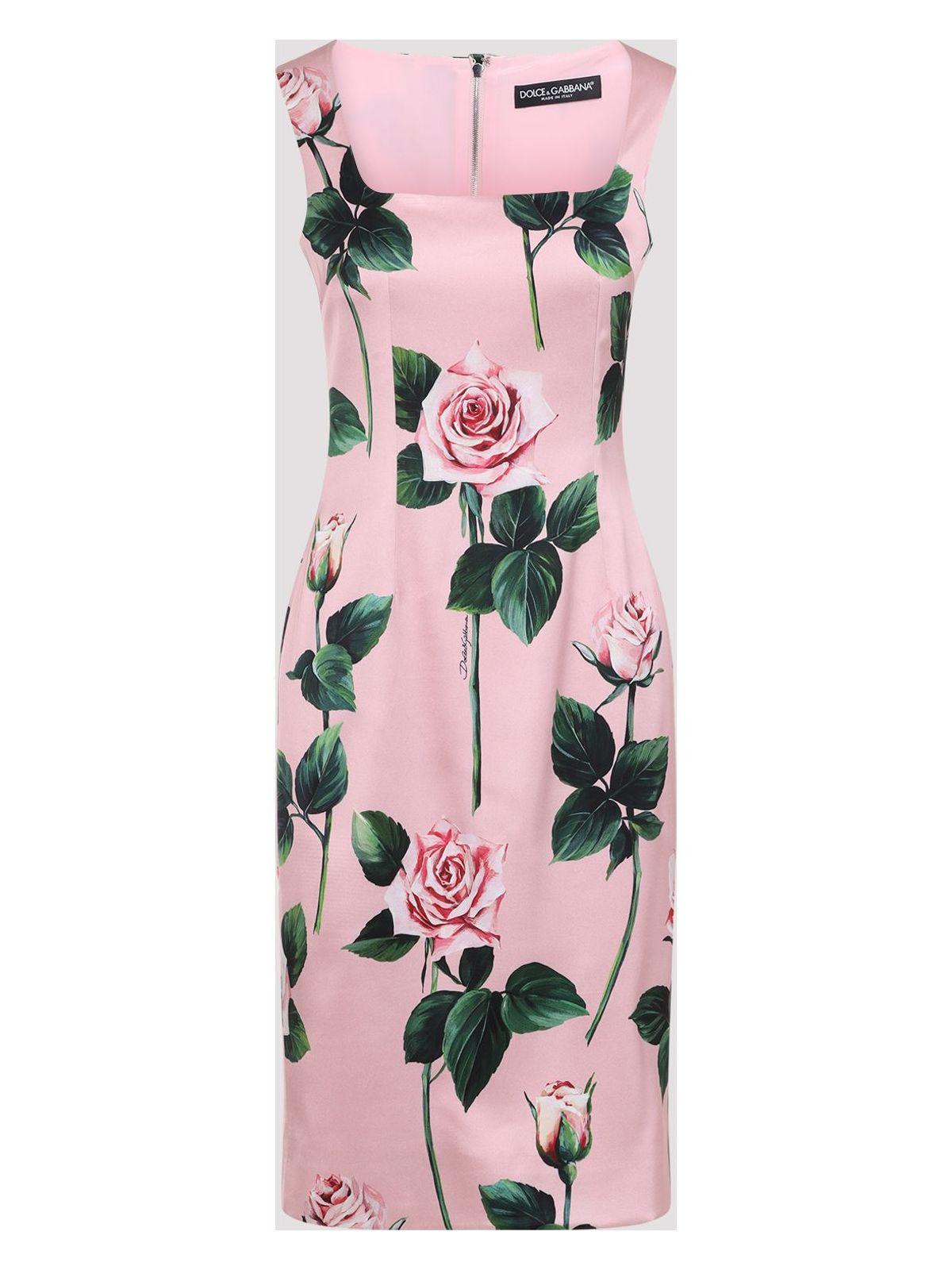 Dolce & Gabbana Women's Printed Stretch Satin Dress and Pink Viscose Dress
