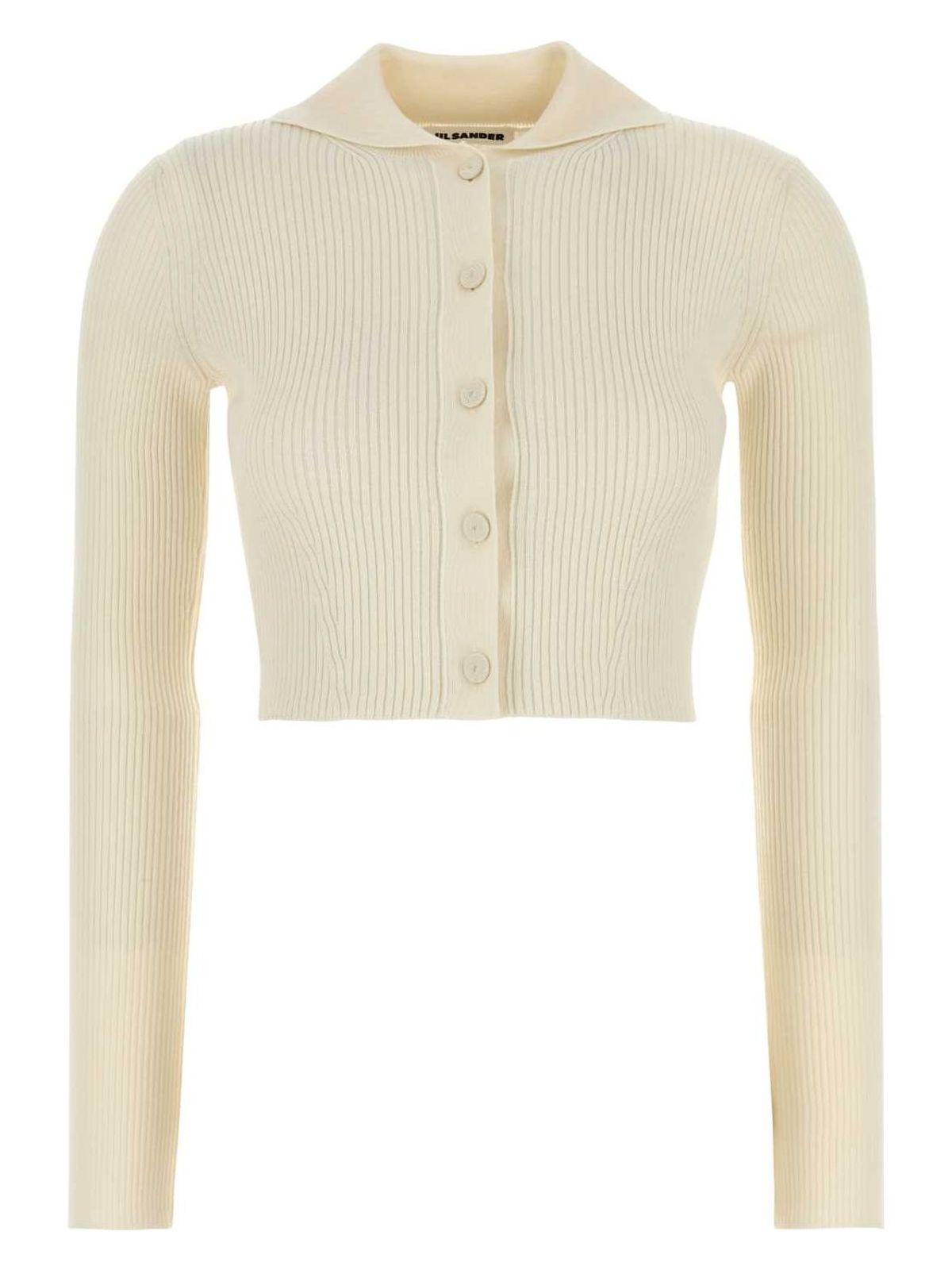Jil Sander Cream Wool Blend Cardigan