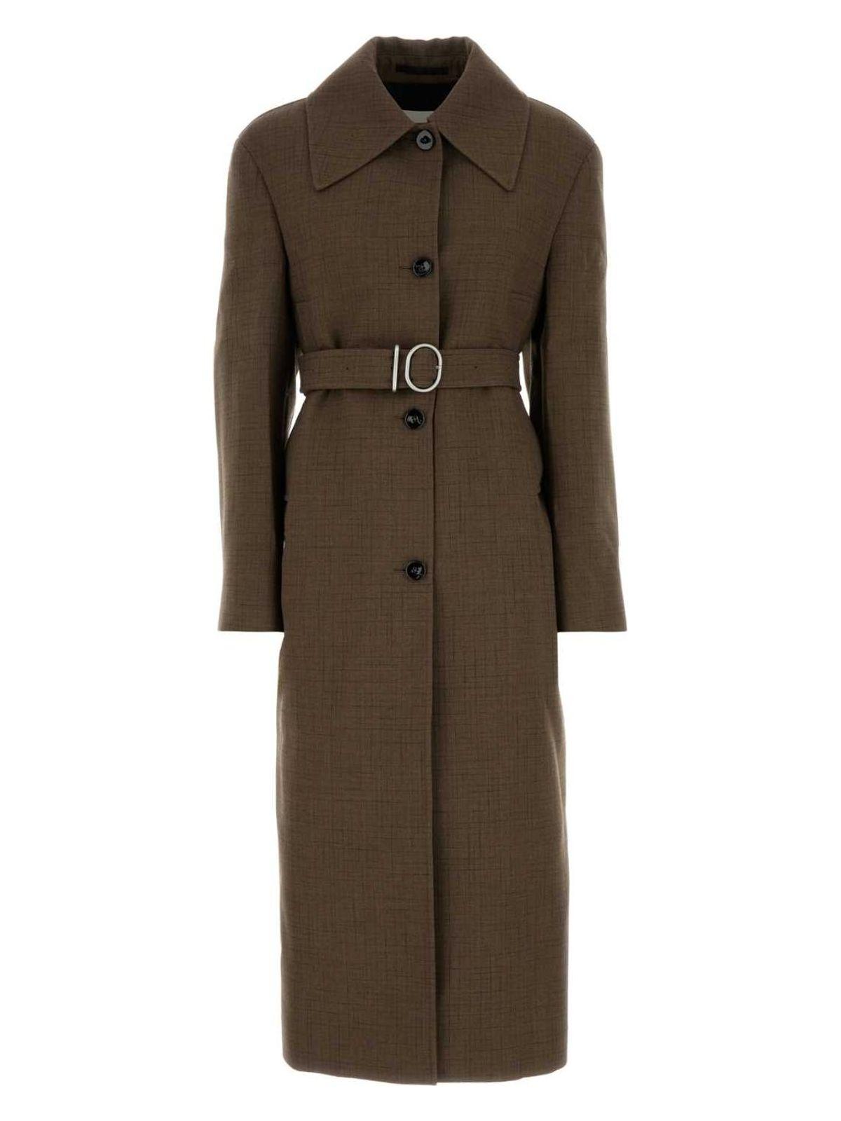 Jil Sander Women's Embroidered Wool Blend Coat in Checked