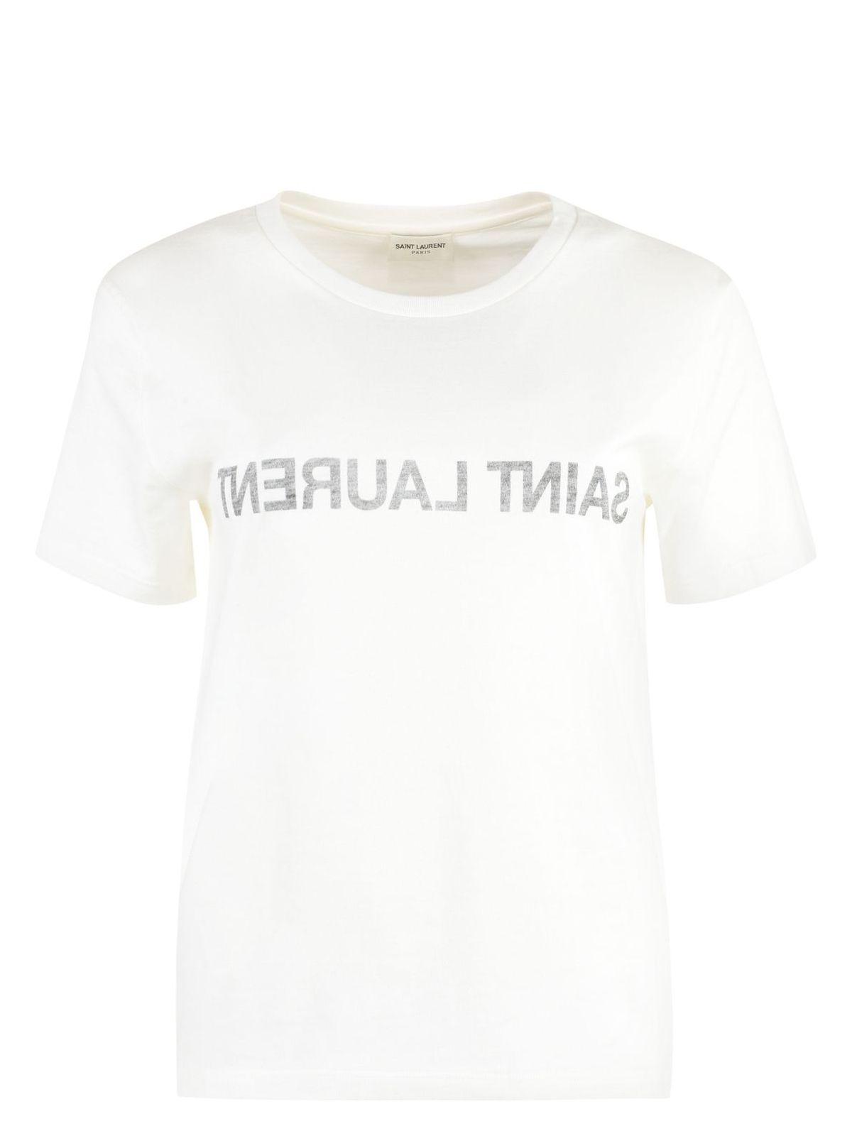 Saint Laurent Women's Cotton T-Shirt With Logo