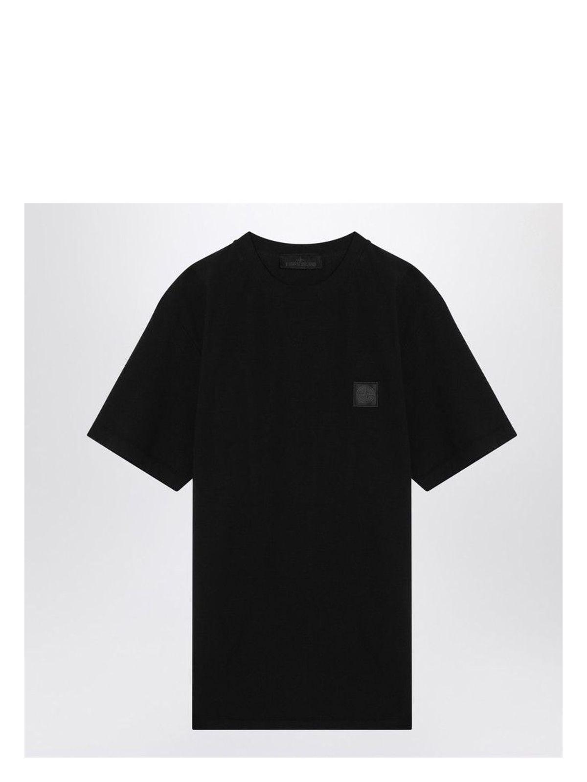 Stone Island Men's T-Shirt With Patch Logo in Black