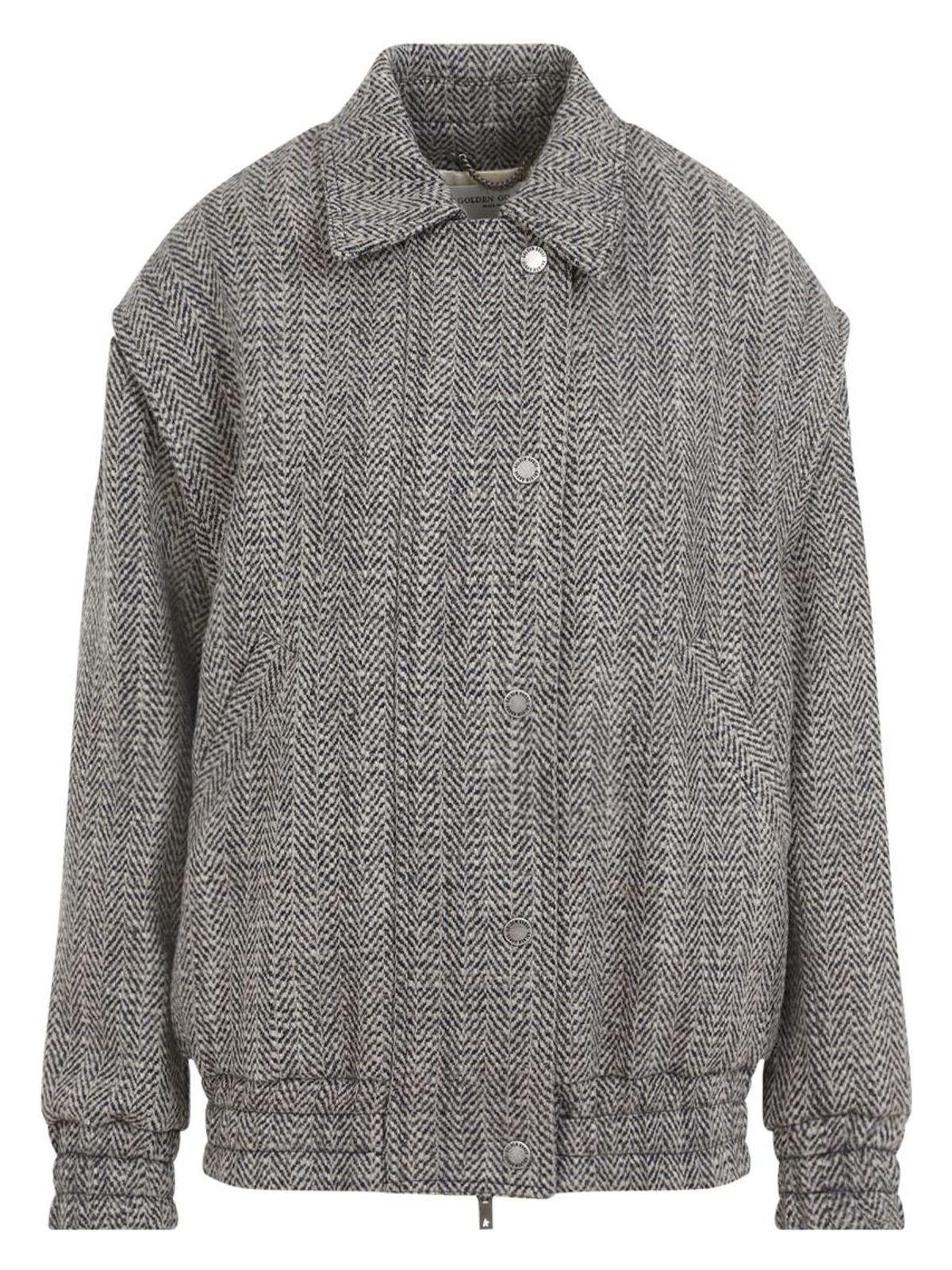 Golden Goose Women's Herringbone Bomber Jacket in Nude & Neutrals