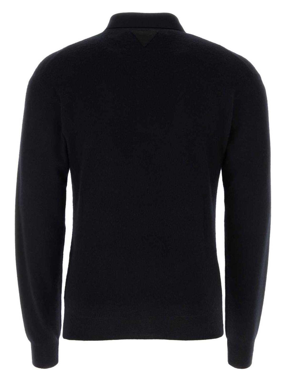 Prada Women's Cashmere Blend Polo Shirt in Black