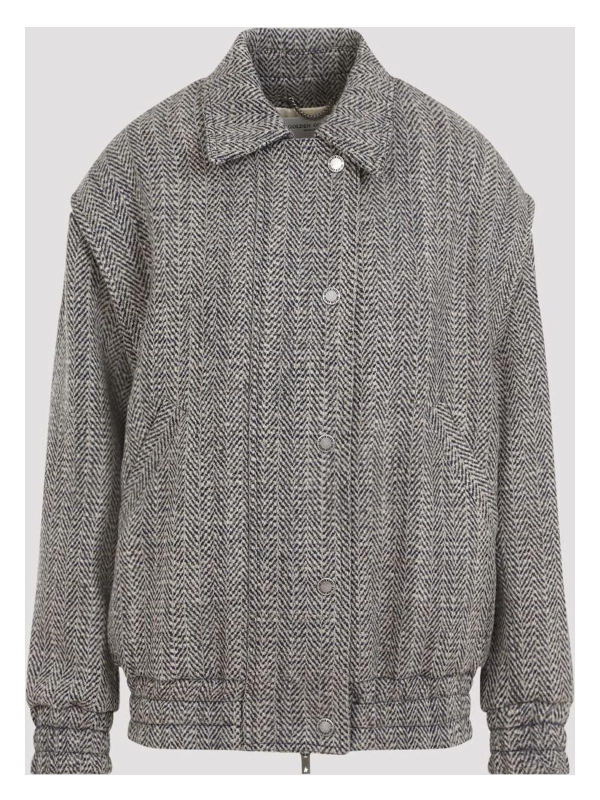 Golden Goose Women's Herringbone Bomber Jacket in Nude & Neutrals