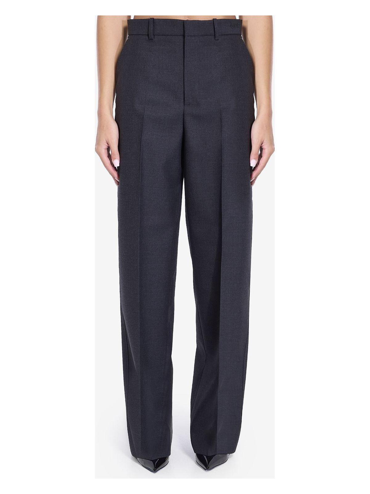 Gucci Women's Wool Trousers with Logo Embroidery