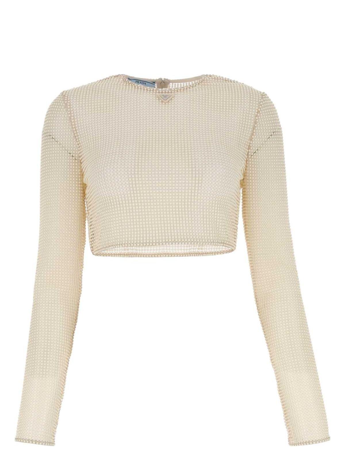 Prada Women's Sand Beads Top in Beige O Tan