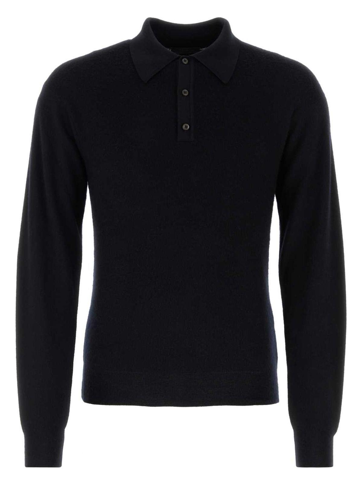 Prada Women's Cashmere Blend Polo Shirt in Black