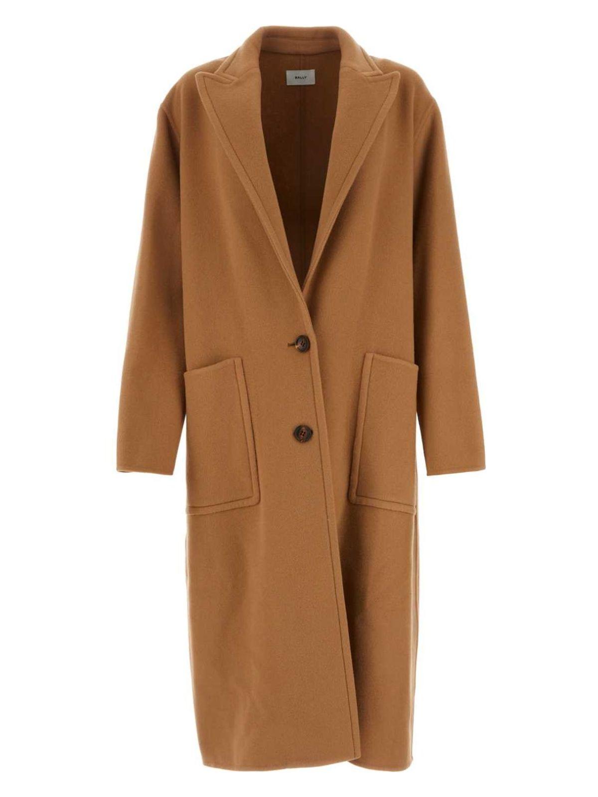 Bally Women's Caramel Wool Blend Coat in Camel
