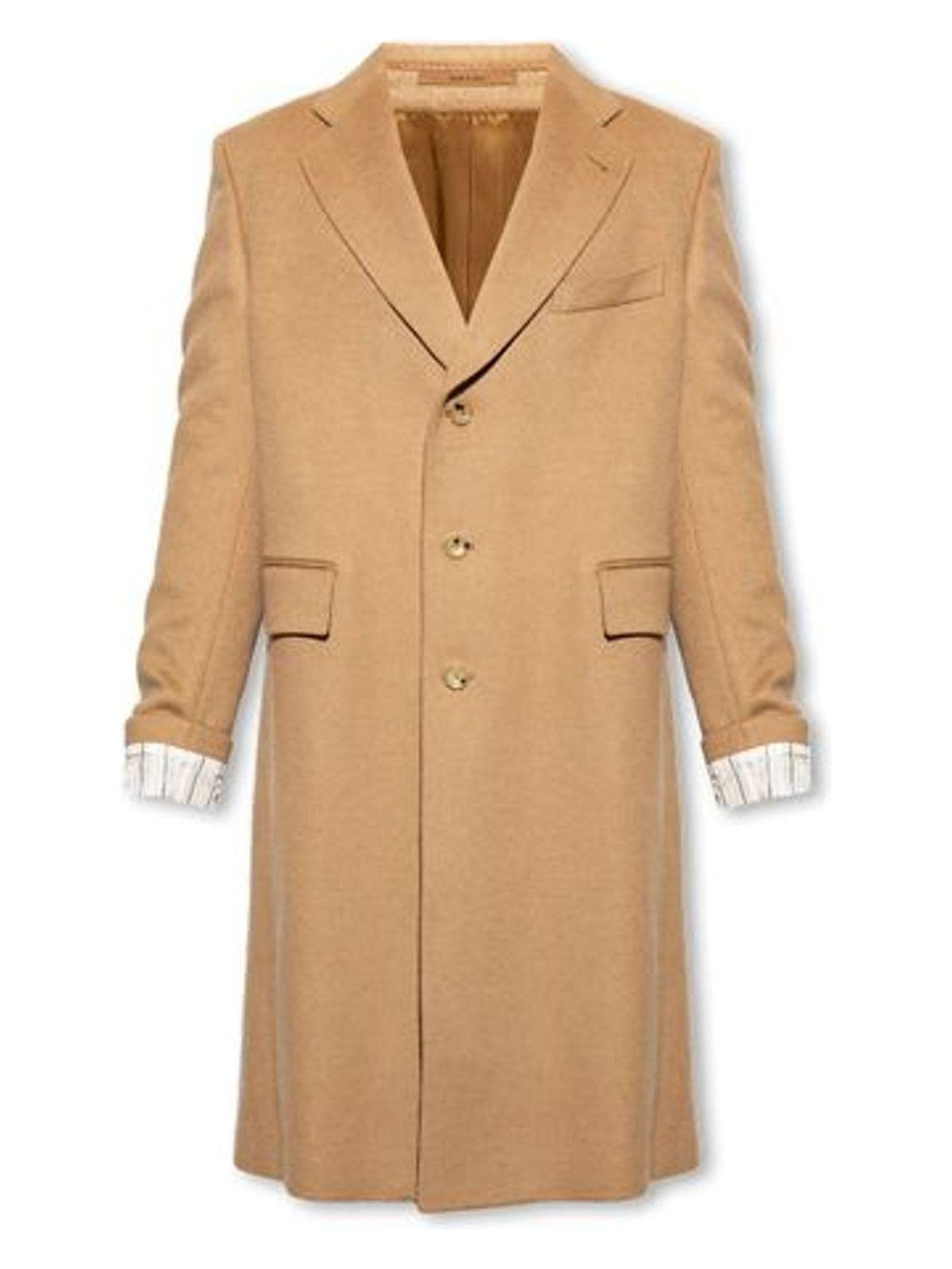 Gucci Camel Wool Coat and Men's Leather Single Breasted Coat