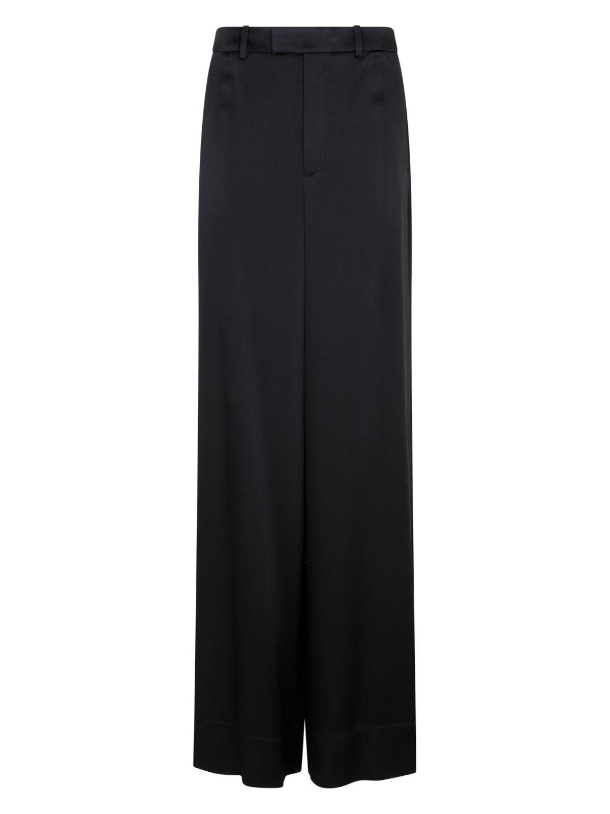 Saint Laurent Women's Satin Wide-Leg Pant and Loose Fit Pants in Black