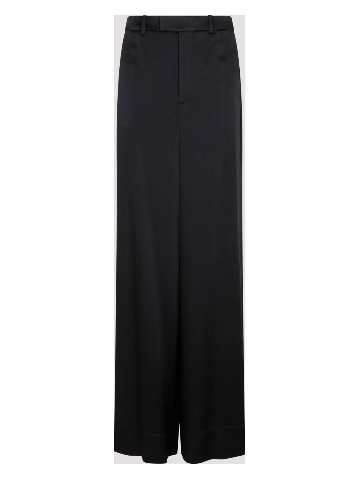 Saint Laurent Women's Satin Wide-Leg Pant and Loose Fit Pants in Black